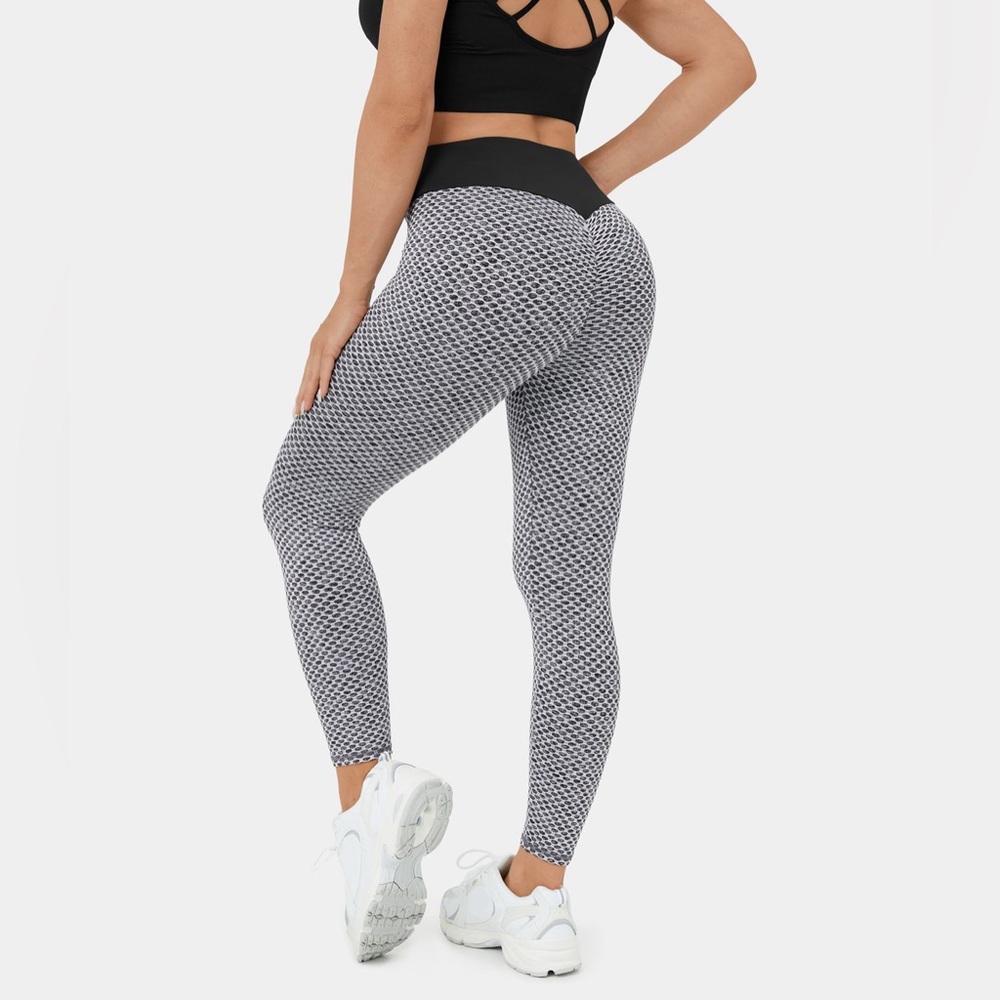 HALARA High Waisted Ruched Honeycomb Yoga Leggings